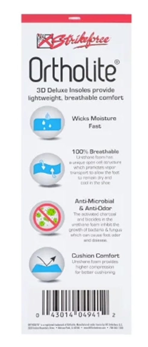 KR/Hammer Bowling Shoe 3D Ortholite Insole Strikeforce Ortholite Deluxe Insoles fit all Strikeforce & Hammer performance shoes * Lightweight, breathable comfort * Open cell foam draws moisture away from the foot * Higher compression for better cushion * Anti-Microbial * Anti-Odor * Sold in pairs Sizes:
X-Small (M 6 - 7, W 6.5-8.5)
Small (M 7.5 - 8.5, W 9 - 10)
Med (M 9 - 10, W 10.5 - 11)
Large (M 10.5 - 11.5)
XLarge (M 12, 13, 14)