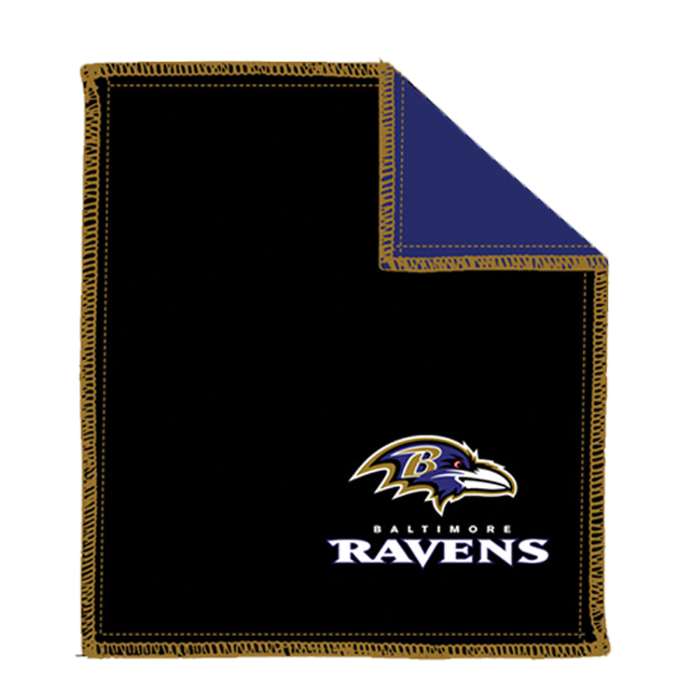NFL Shammy Baltimore Ravens Ultimate oil removing pad Leather on both sides Restores tacky feel for better ball performance Embroidered logos 8" x 7.5"