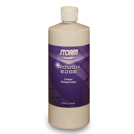 Storm Rough Edge Bowling Ball Polish New polishing compound with higher-quality ingredients.  No slip agents, wax, or silicone added into the compound side of the polish.  Less polish needed per ball.  Lasts longer than traditional polishes.  Harder abrasive for consistency across different pressures and times.  Abrasive is smaller than Step 1 or Step 2 compounds.  Less concentrated abrasive which makes it take longer to cut.  Tackier finish creating a higher dry lane COF.