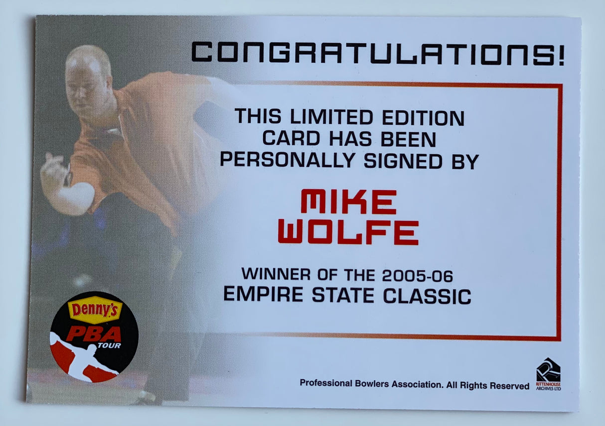 Mike Wolfe 2007 Rittenhouse PBA Autograph Bowling Card