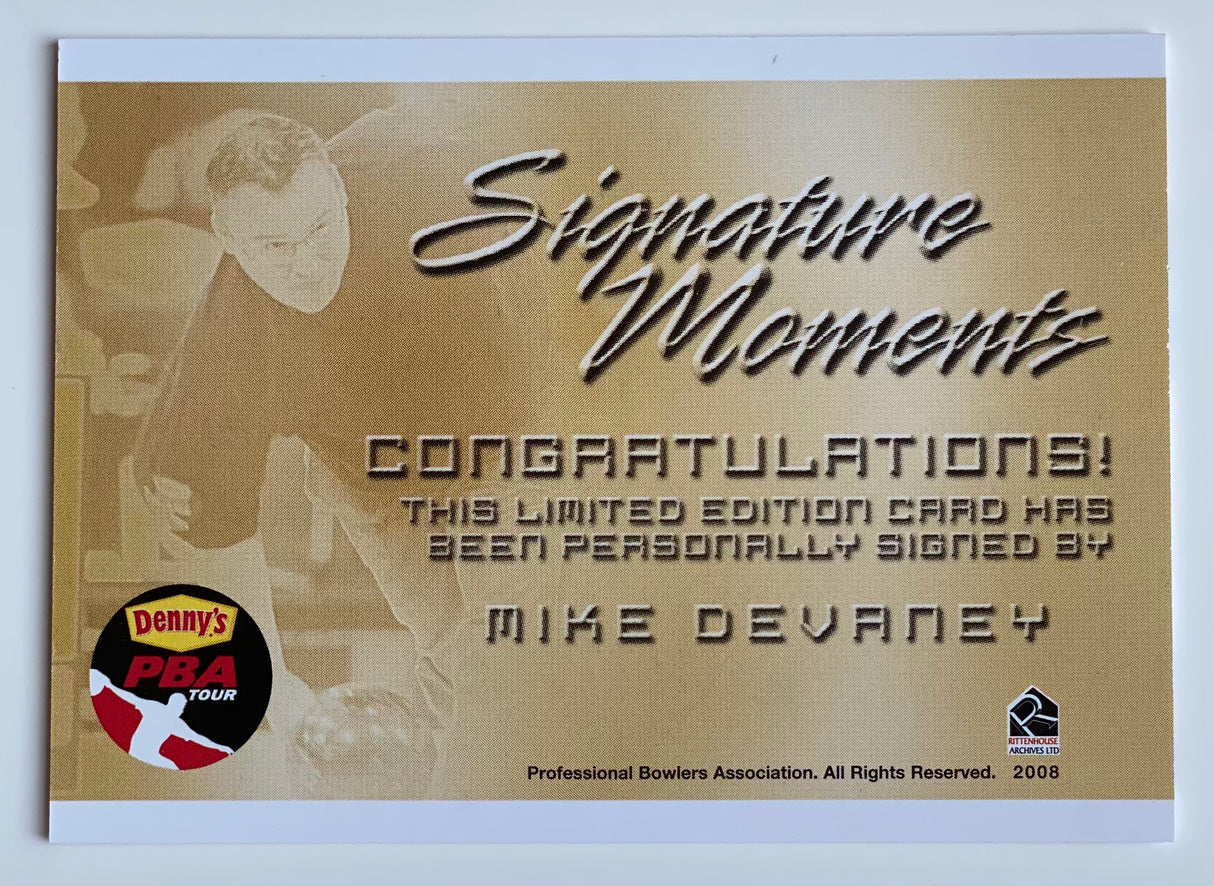 Mike DeVaney 2008 Rittenhouse Signature Moments PBA Autograph Bowling Card