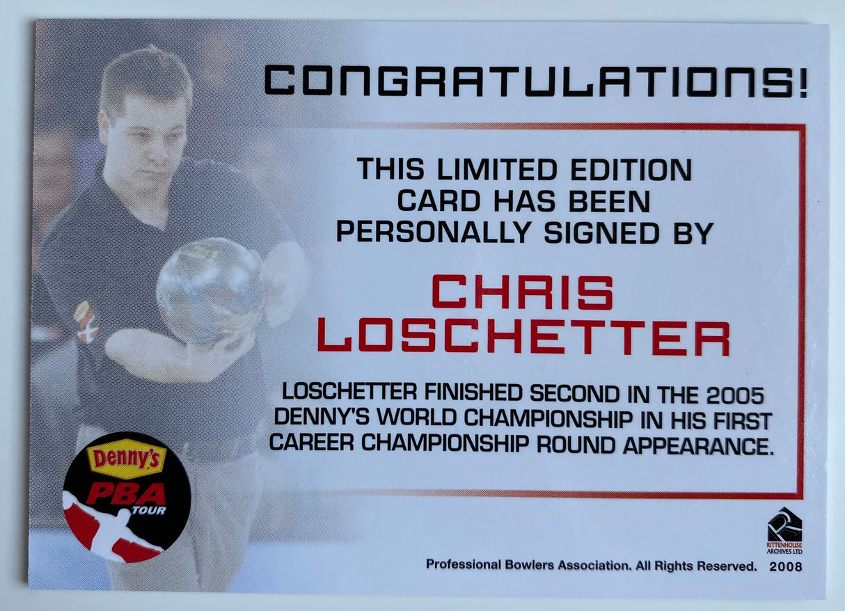 Chris Loschetter 2008 Rittenhouse PBA Autograph Bowling Card