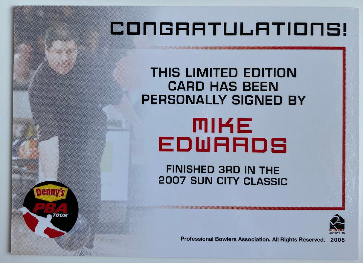 Mike Edwards 2008 Rittenhouse PBA Autograph Bowling Card