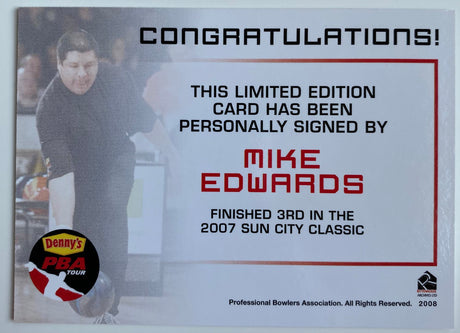 Mike Edwards 2008 Rittenhouse PBA Autograph Bowling Card