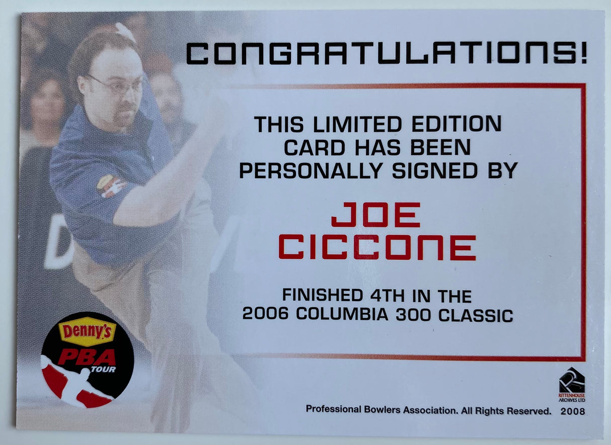 Joe Ciccone 2008 Rittenhouse PBA Autograph Bowling Card