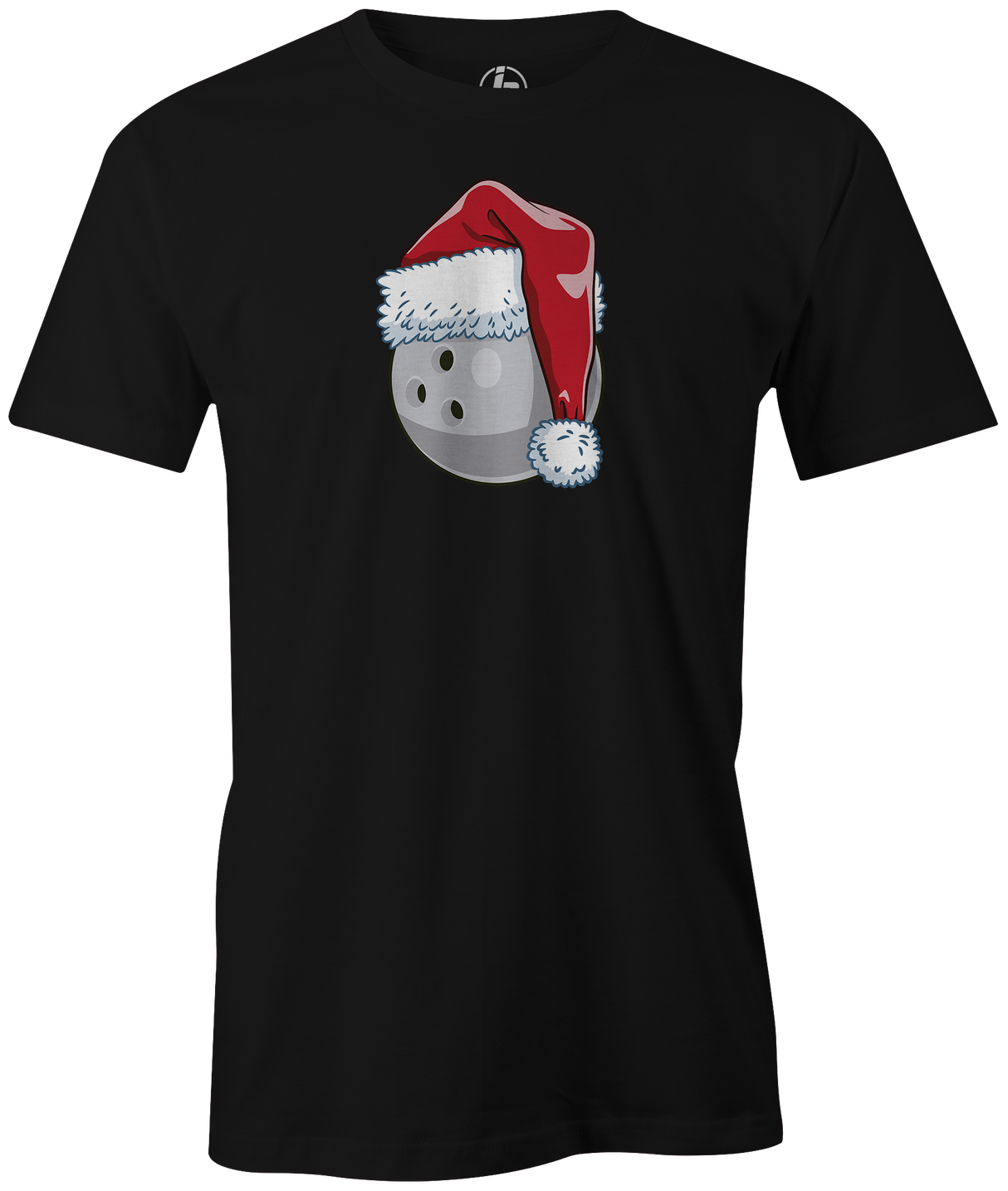 Tis' the season for ugly Christmas bowling tee shirt sweaters. Our The Santa Ball tee!  ugly t-shirt comes in red and black colors. Show your holiday spirit with this shirt that helps you hook the ball at your office party or night out with your friends!  Bowling gift holiday gift guide. Tee-shirt gift. Christmas Tree