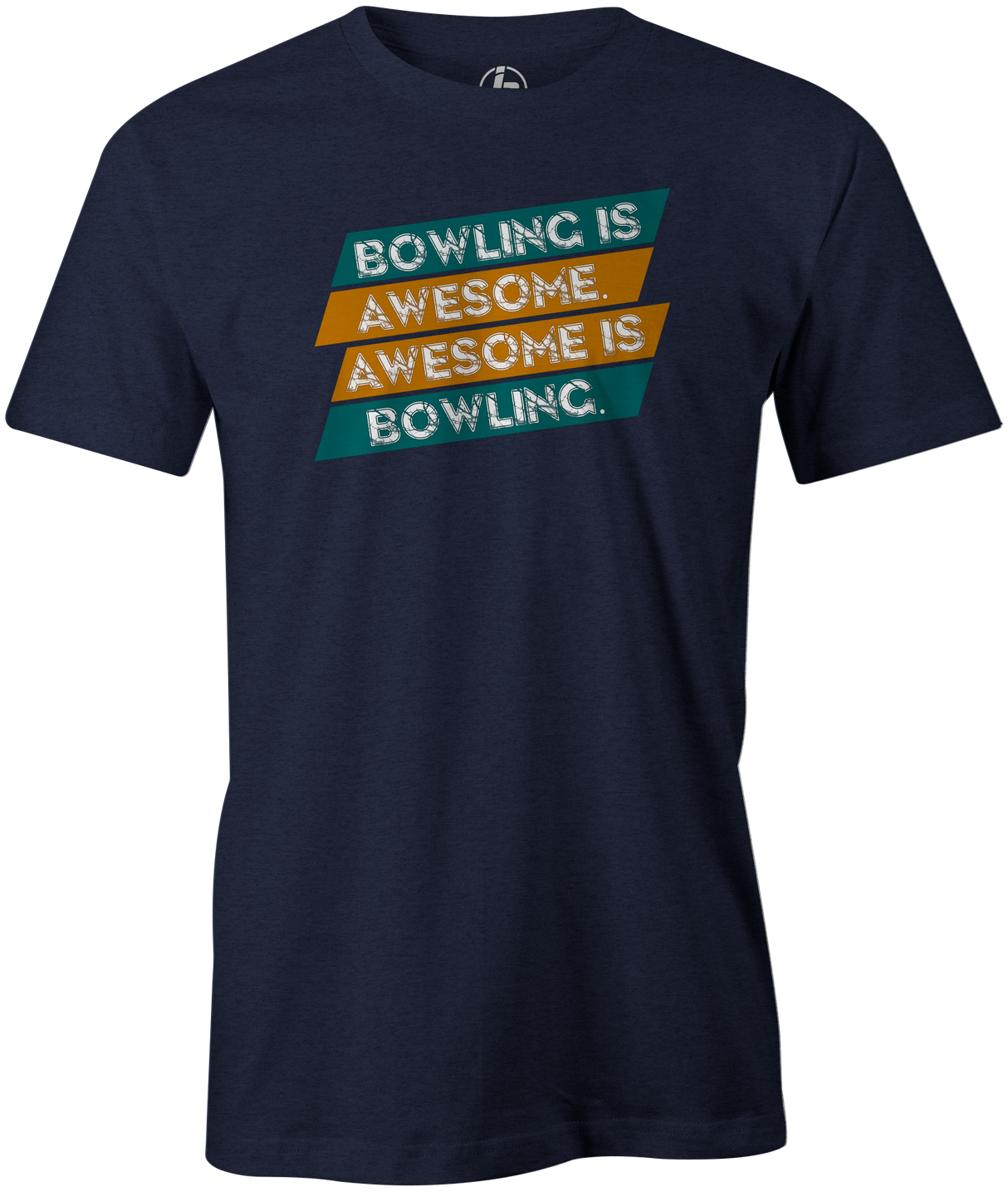 Bowling Is Awesome Men's T-shirt, Navy, cool, funny, tshirt, tee, tee shirt, tee-shirt, league bowling, team bowling, ebonite, hammer, track, columbia 300, storm, roto grip, brunswick, radical, dv8, motiv.