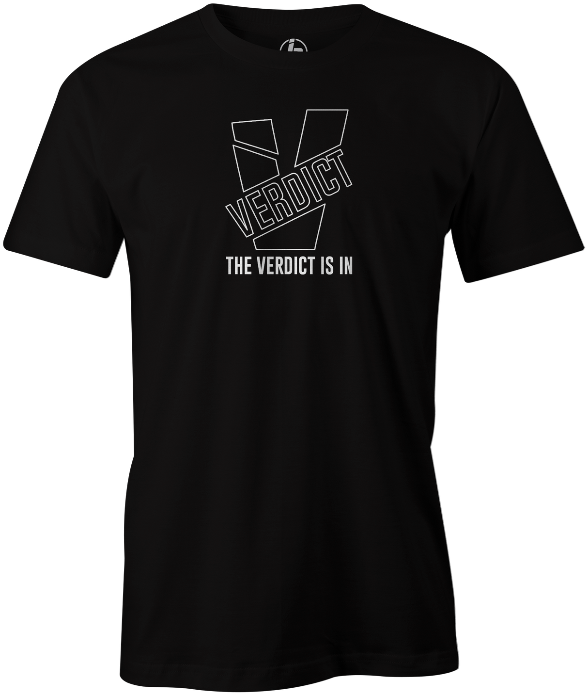 Verdict is in Men's T-Shirt, Black, bowling, bowling ball, verdict, verdict pearl, ebonite, ebonite bowling, ebonite bowling ball, logo, cool, tshirt, tee-shirt, tee shirt, tee