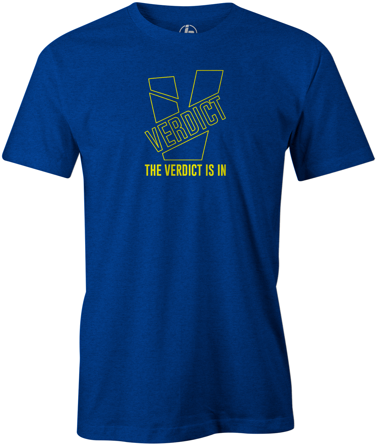 Verdict is in Men's T-Shirt, Blue, bowling, bowling ball, verdict, verdict pearl, ebonite, ebonite bowling, ebonite bowling ball, logo, cool, tshirt, tee-shirt, tee shirt, tee