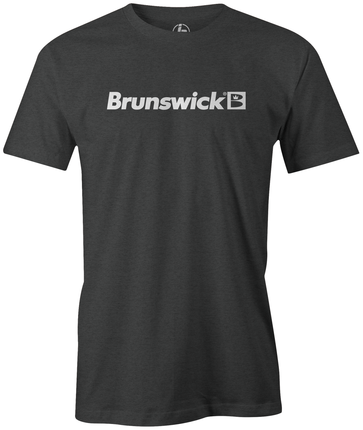 The Brunswick Bowling Classic Logo shirt with Brunswick famous B is the perfect shirt for any Brunswick bowling fan. Available in Black, Charcoal, and Navy Retro Brunswick bowling league shirts on sale discounted gifts for bowlers. Bowling party apparel. Original bowling tees. throwback big b legends legendary