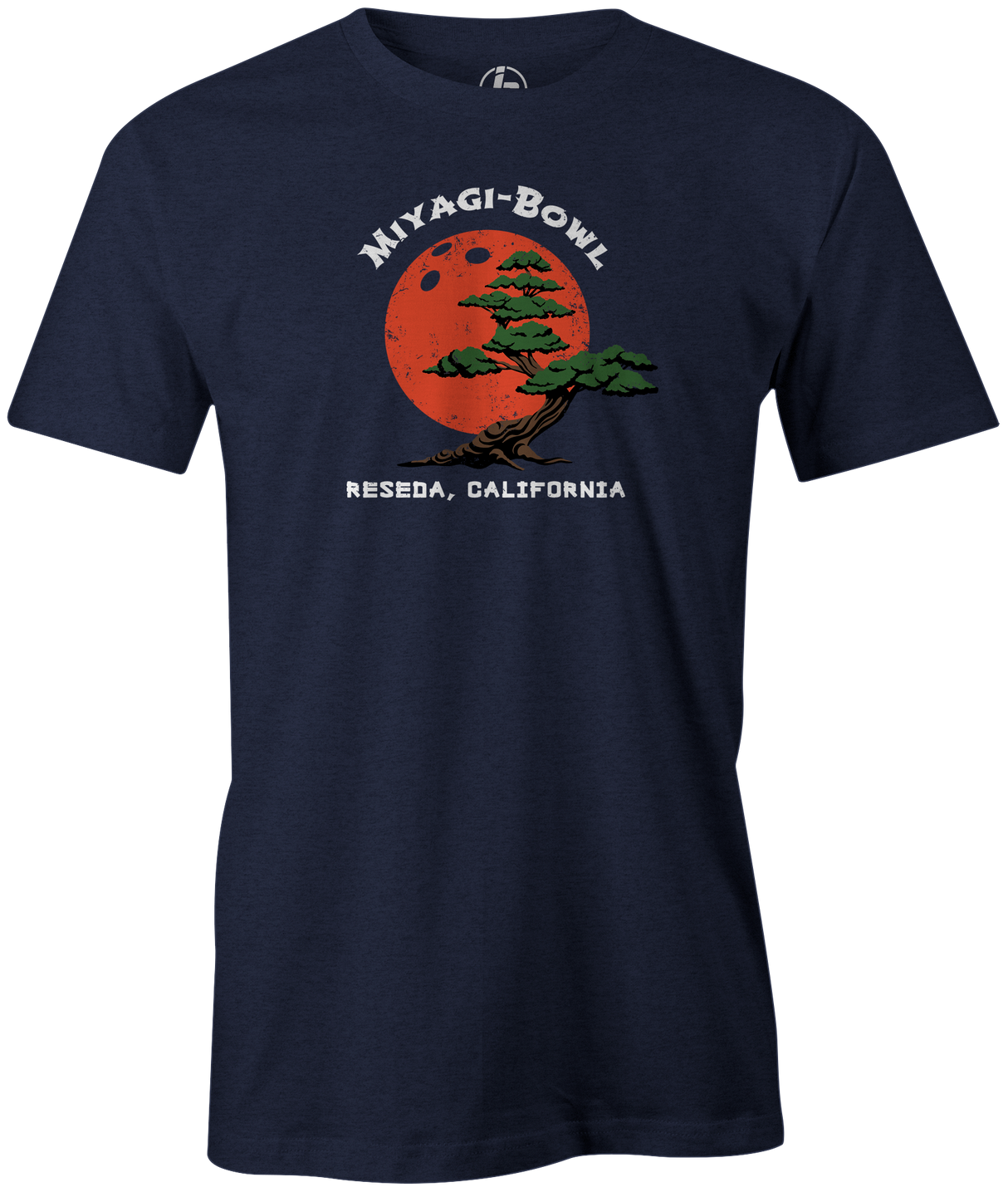 Miyagi-Bowl Men's Bowling shirt, navy, tee, tee-shirt, tee shirt, t-shirt, cool, vintage, original, mr. miyagi, free shipping, discount, cheap, coupon code. Miyagi-Bowl: Where real bowlers go. Cobra Kai, Dojo Karate Kid. Support YouTuber Louis Luna and pick up one of these cool Miyagi-Bowl t-shirts. All proceeds will go towards helping Louis with his YouTube and Bowling endeavors. tee-shirt, tees, tee shirt, discount, free shipping, cheap, league bowling team shirt, coupon, pba, pwba, usbc, original.
