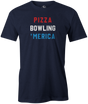 Pizza Bowling 'Merica Men's Bowling shirt, navy, tee, tee-shirt, tee shirt, apparel, merch, cool, funny, vintage, gift, present, cheap, discount, free shipping, lifestlye.