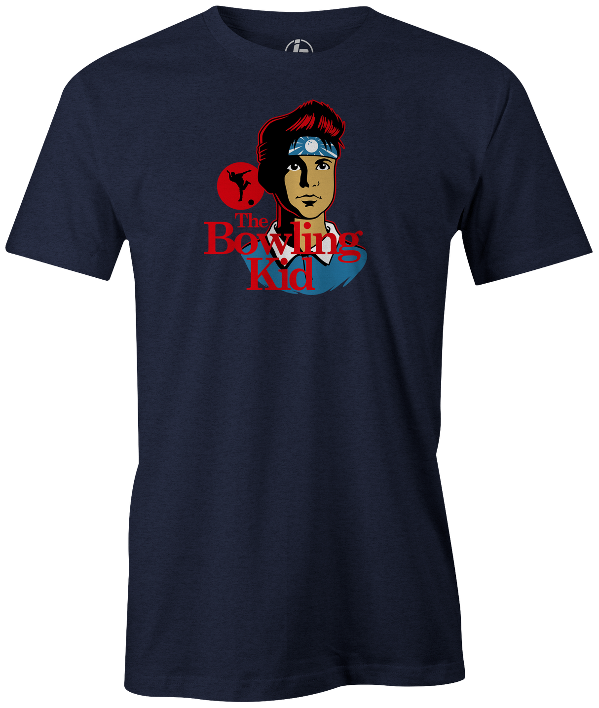 The Bowling Kid Men's bowling shirt, Navy, tee, tee-shirt, tees, t-shirt, cool, the karate kid, movies and television, pop culture, vintage, league bowling team shirt, free shipping, discount, cheap, coupon, merch, apparel.