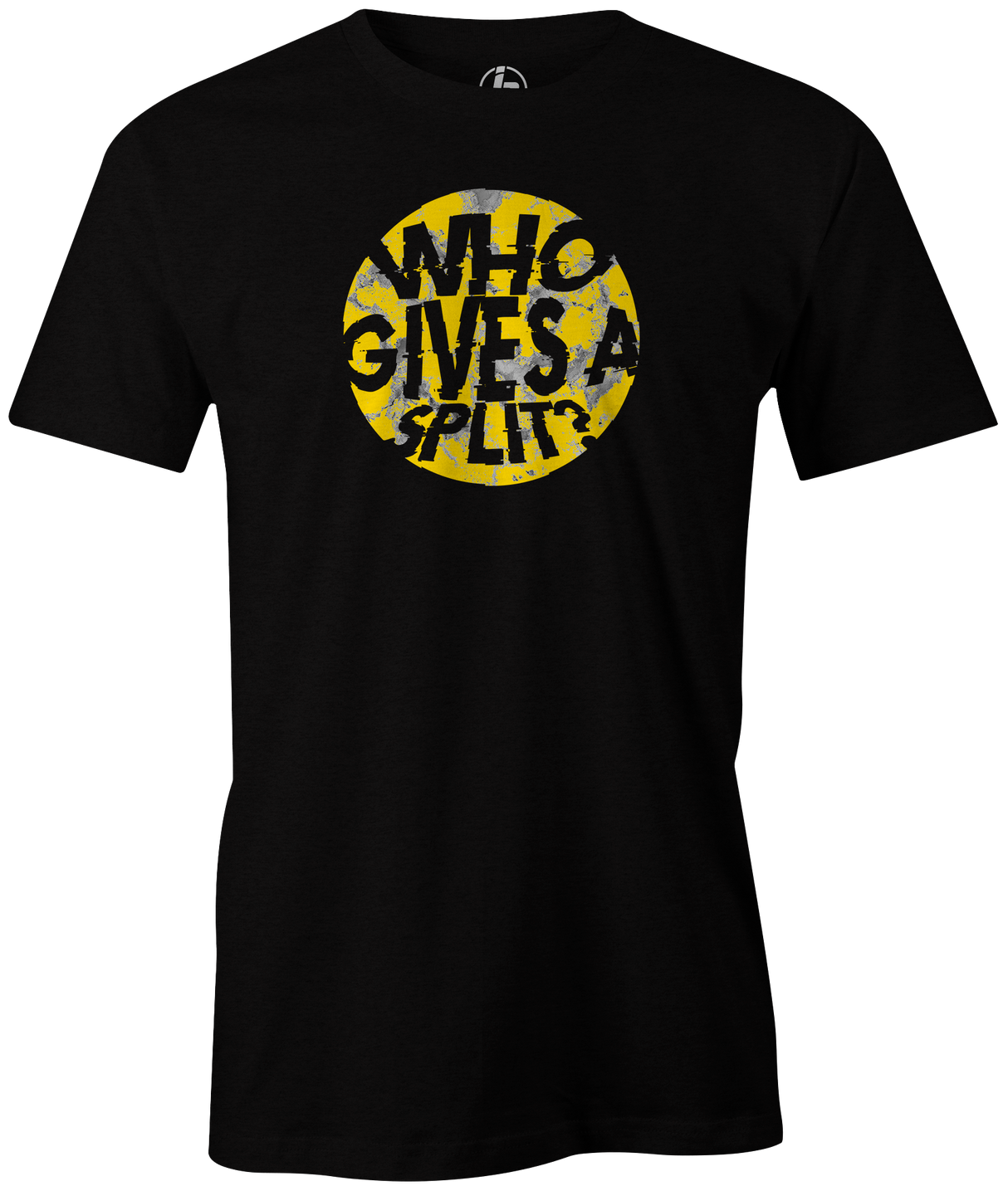 Who Gives a Split? Only real bowlers when they leave one! in this cool bowling t-shirt. Tee-shirt. Tshirt. Fashionable bowling shirt. Bowler. Apparel. Cool. Cheap. This is the perfect gift for anyone who is a great bowler. Novelty tee. Athletic tee. Black Charcoal navy