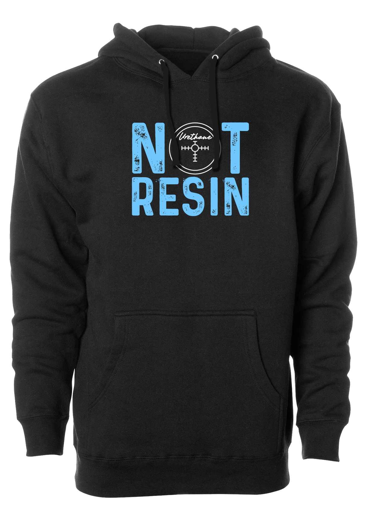 The 80's featured the birth of urethane bowling balls. Remember the Black, Blue, Purple, and Pink Hammers? Flash forward to now, and urethane is back. Support this movement with our "Not Resin" Hoodie! Hooded Sweatshirt Tshirt, tee, tee-shirt, tee shirt, Pro shop. League bowling team shirt. PBA. PWBA. USBC. Junior Gold. Youth bowling. Tournament t-shirt. Men's. Bowling ball. urethane. old school.