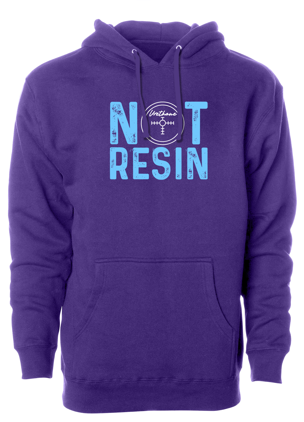 The 80's featured the birth of urethane bowling balls. Remember the Black, Blue, Purple, and Pink Hammers? Flash forward to now, and urethane is back. Support this movement with our "Not Resin" Hoodie! Hooded Sweatshirt Tshirt, tee, tee-shirt, tee shirt, Pro shop. League bowling team shirt. PBA. PWBA. USBC. Junior Gold. Youth bowling. Tournament t-shirt. Men's. Bowling ball. urethane. old school.