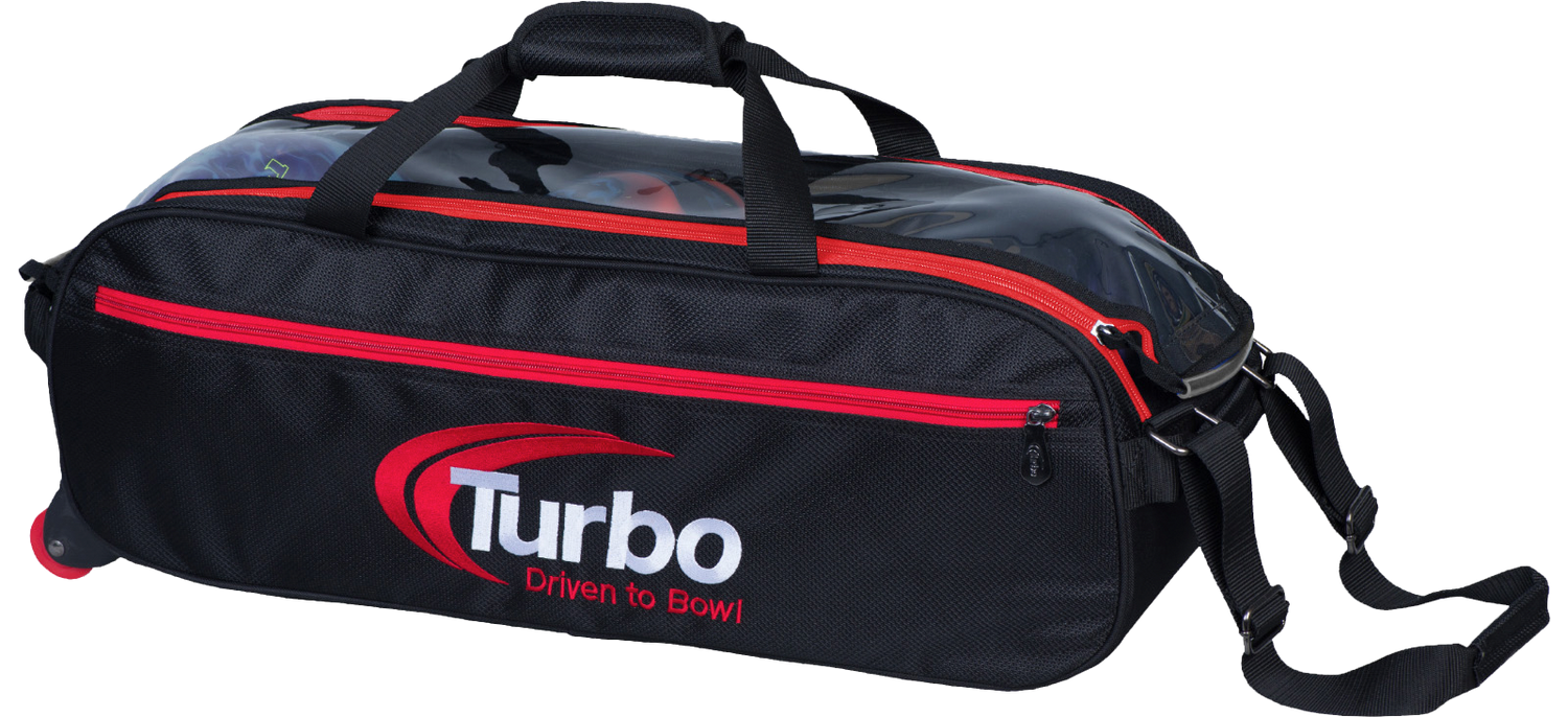 Turbo Pursuit Slim Triple Tote Bowling Bag Black/Red Inside Bowling