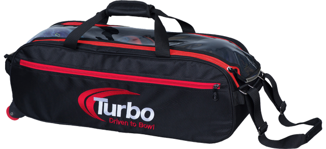 Turbo Pursuit Slim Triple Tote Bowling Bag Black/Red