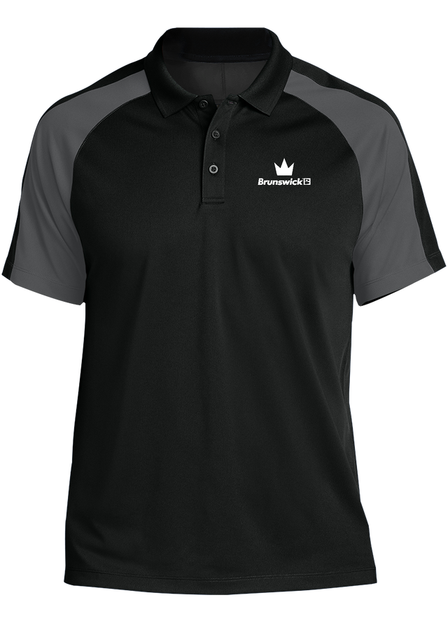 brunswick-tournament-polo-black-gray bowl bowling shirt league tournament bowler shirt