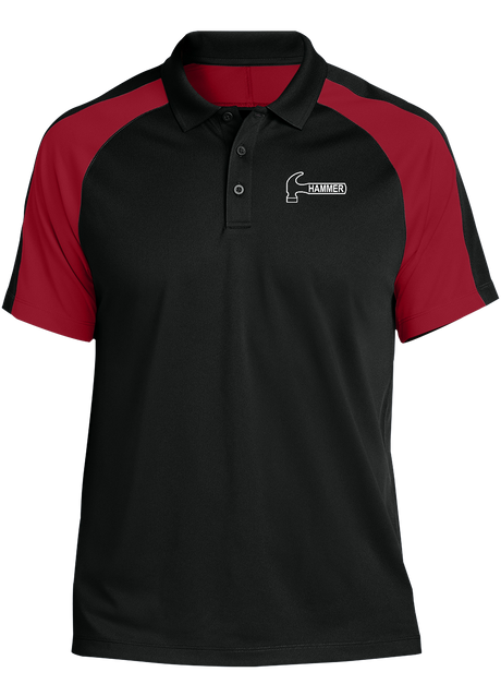 hammer-white-tournament-polo-black-red bowl bowling shirt league tournament bowler shirt