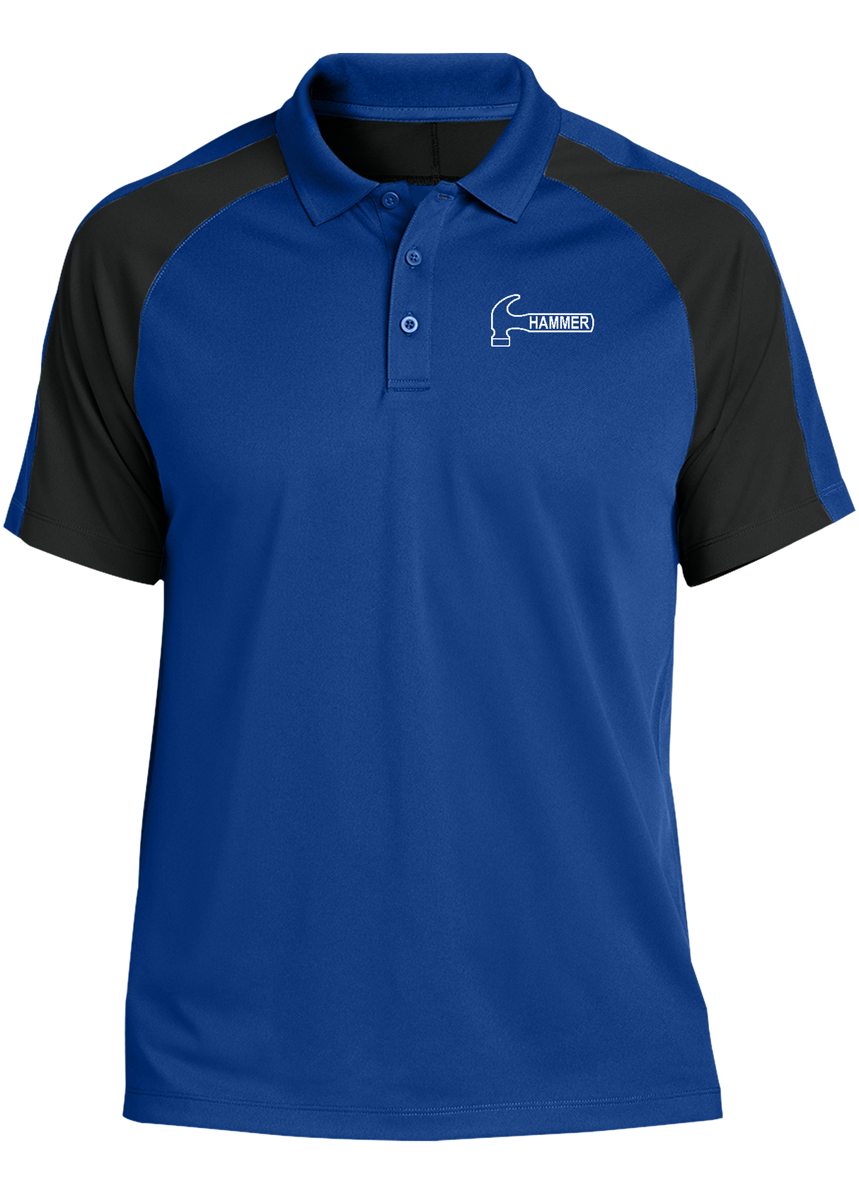 hammer-white-tournament-polo-royal-black bowl bowling shirt league tournament bowler shirt