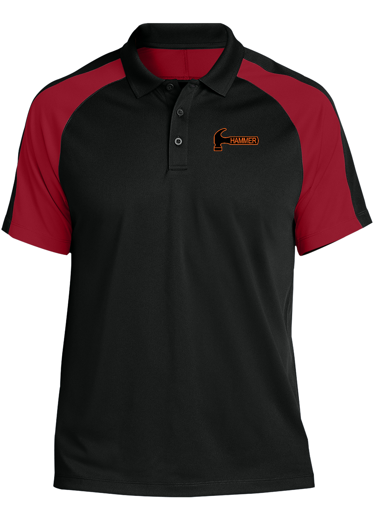 hammer-tournament-polo-black-red bowl bowling shirt league tournament bowler shirt