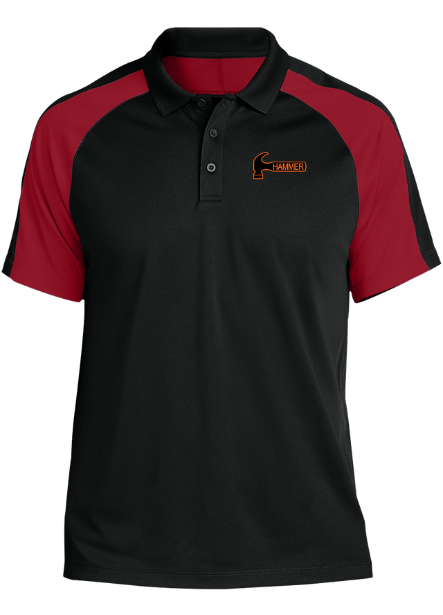 hammer-tournament-polo-black-red bowl bowling shirt league tournament bowler shirt