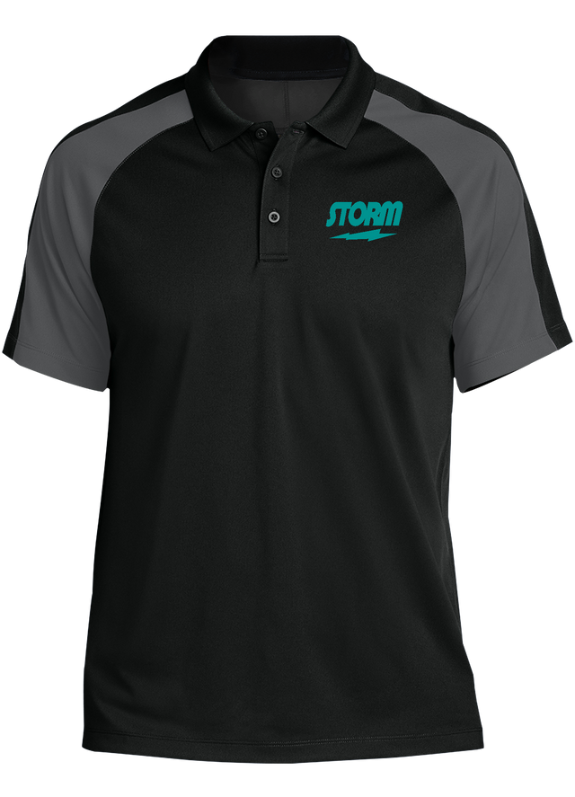storm-teal-tournament-polo-black-gray bowl bowling shirt league tournament bowler shirt