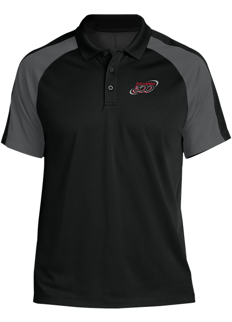 columbia-300-tournament-polo-black-gray bowl bowling shirt league tournament bowler shirt