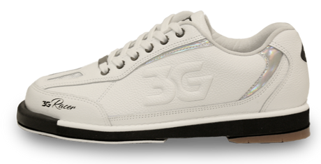 3G Racer White/Holo Bowling Shoes Our new 3G Racer features a high-quality design developed through extensive research and testing. This is the most advanced interchangeable performance shoe in the Tour Line to date! Available in two different colors to match your style on the lanes.