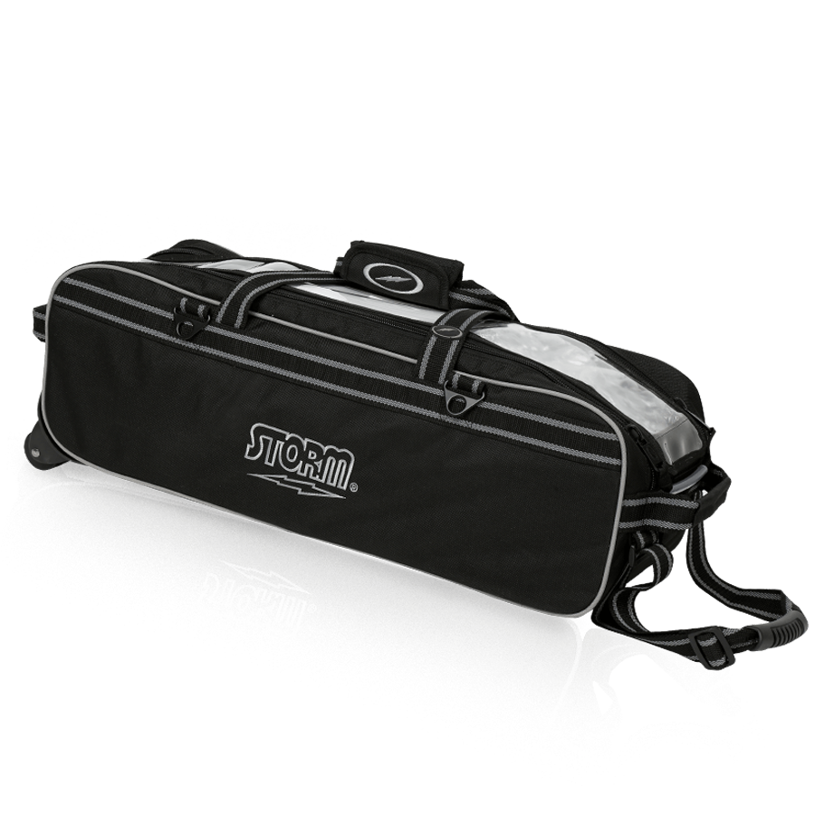 Storm 3 Ball Tournament Triple Roller Travel Tote Black Bowling Bag suitcase league tournament play sale discount coupon online pba tour