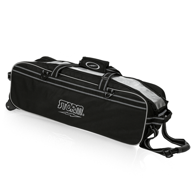Storm 3 Ball Tournament Triple Roller Travel Tote Black Bowling Bag suitcase league tournament play sale discount coupon online pba tour