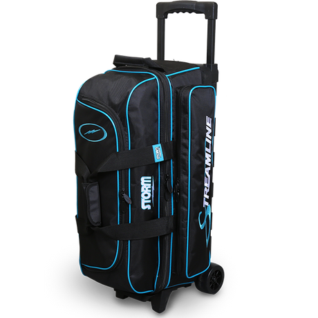 Storm Streamline 3 Ball Triple Roller Black/Blue Bowling Bag suitcase league tournament play sale discount coupon online pba tour