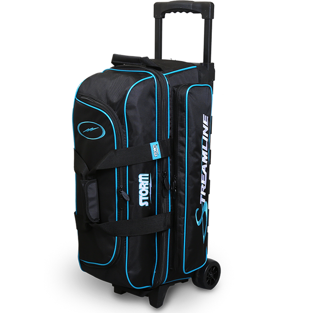 Storm Streamline 3 Ball Triple Roller Black/Blue Bowling Bag suitcase league tournament play sale discount coupon online pba tour