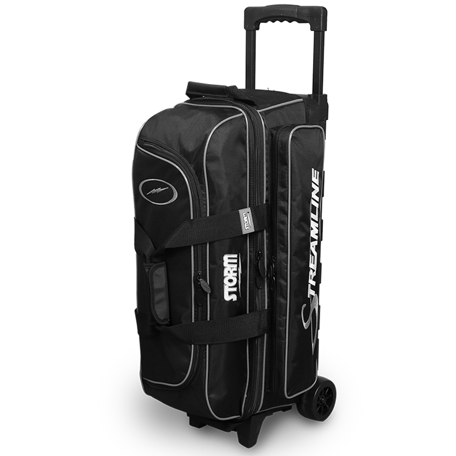Storm Streamline 3 Ball Triple Roller Black/Silver Bowling Bag suitcase league tournament play sale discount coupon online pba tour