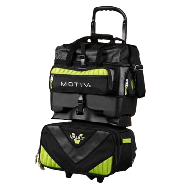 Motiv Vault 4 Ball Roller Grey/Lime Bowling Bag suitcase league tournament play sale discount coupon online pba tour
