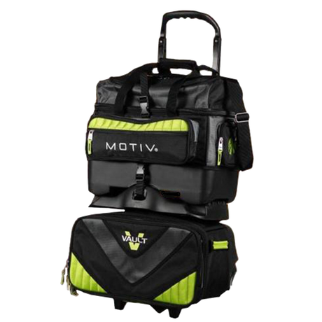 Motiv Vault 4 Ball Roller Grey/Lime Bowling Bag suitcase league tournament play sale discount coupon online pba tour