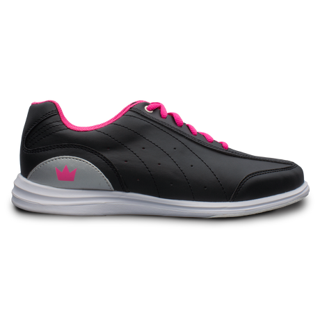 Brunswick Mystic Women's Bowling Shoes Black/Pink  * Performance synthetic uppers * Extremely comfortable * Light rubber outsoles * Pure slide microfiber slide soles on both shoes * Foam padded collar and tongue * Superior slide immediately *  * 