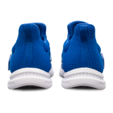 Brunswick Slingshot Royal/White Bowling Shoes * Athletic performance knit * Easy to slip on * No lace fastening system * Extra-light molded EVA outsole * Raised rubber heel for a controlled slide * Pure slide microfiber slide soles on both sides * Superior slide immediately *  * 