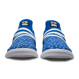 Brunswick Slingshot Royal/White Bowling Shoes * Athletic performance knit * Easy to slip on * No lace fastening system * Extra-light molded EVA outsole * Raised rubber heel for a controlled slide * Pure slide microfiber slide soles on both sides * Superior slide immediately *  * 