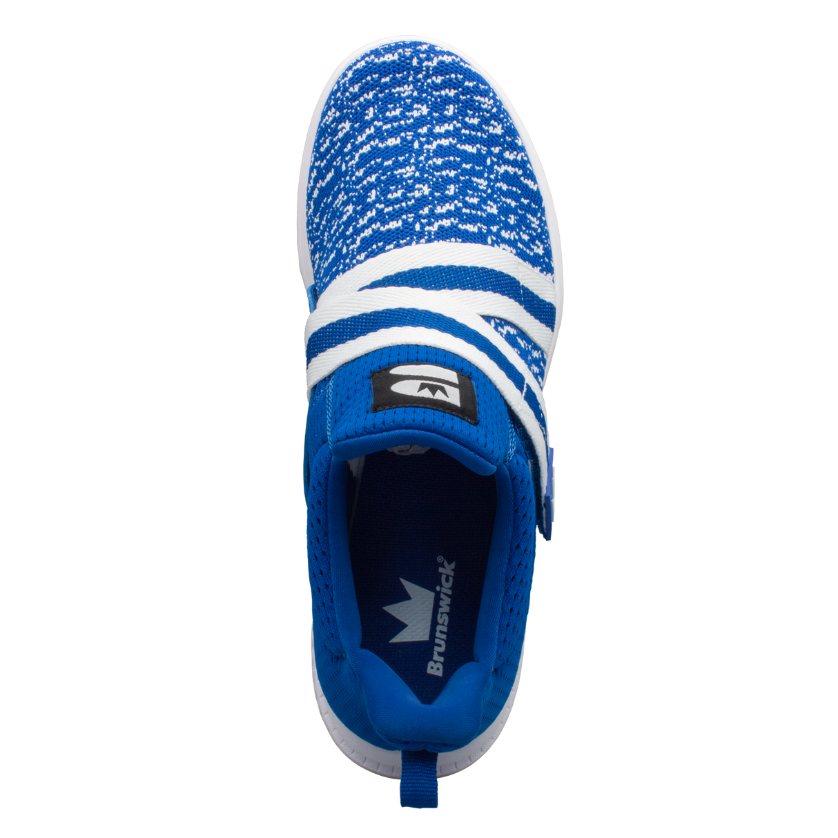 Brunswick Slingshot Royal/White Bowling Shoes * Athletic performance knit * Easy to slip on * No lace fastening system * Extra-light molded EVA outsole * Raised rubber heel for a controlled slide * Pure slide microfiber slide soles on both sides * Superior slide immediately *  * 