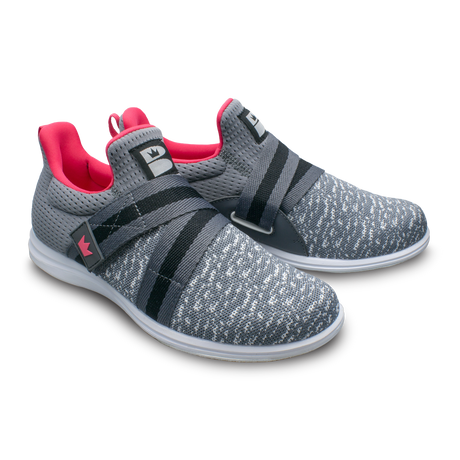 Brunswick Versa Women's Bowling Shoes Steel Gray/Pink * Athletic performance knit * Easy to slip on * No lace fastening system * Light-weight rubber outsole * Pure slide microfiber slide soles on both sides * Superior slide immediately *  * 