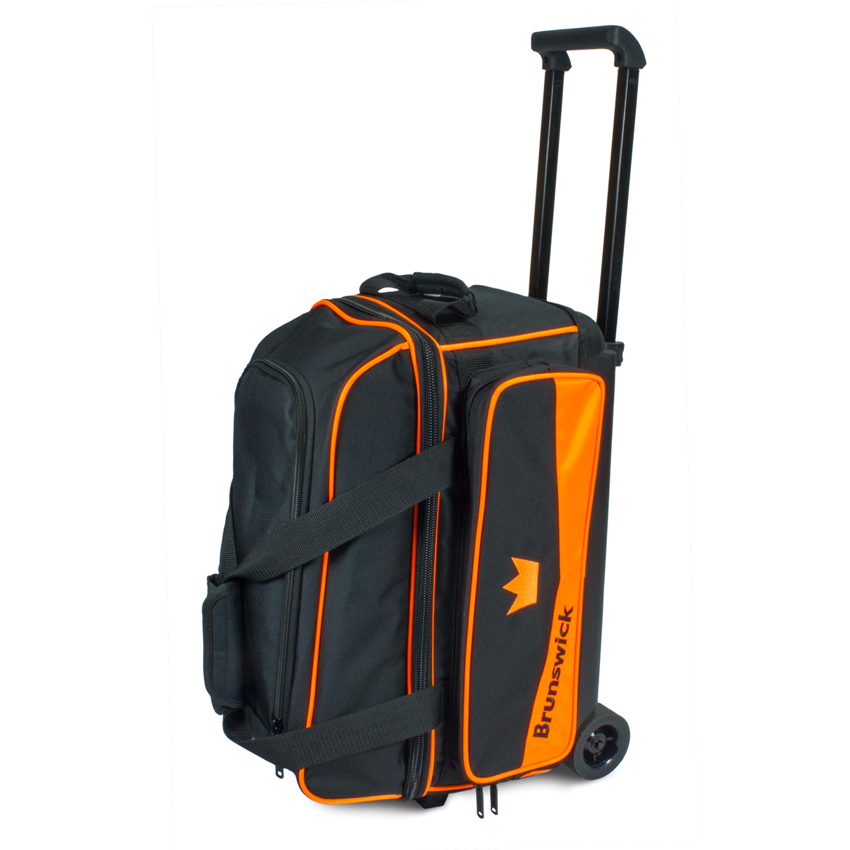 brunswick zone double roller tournament league play rolling travel bag suitcase orange