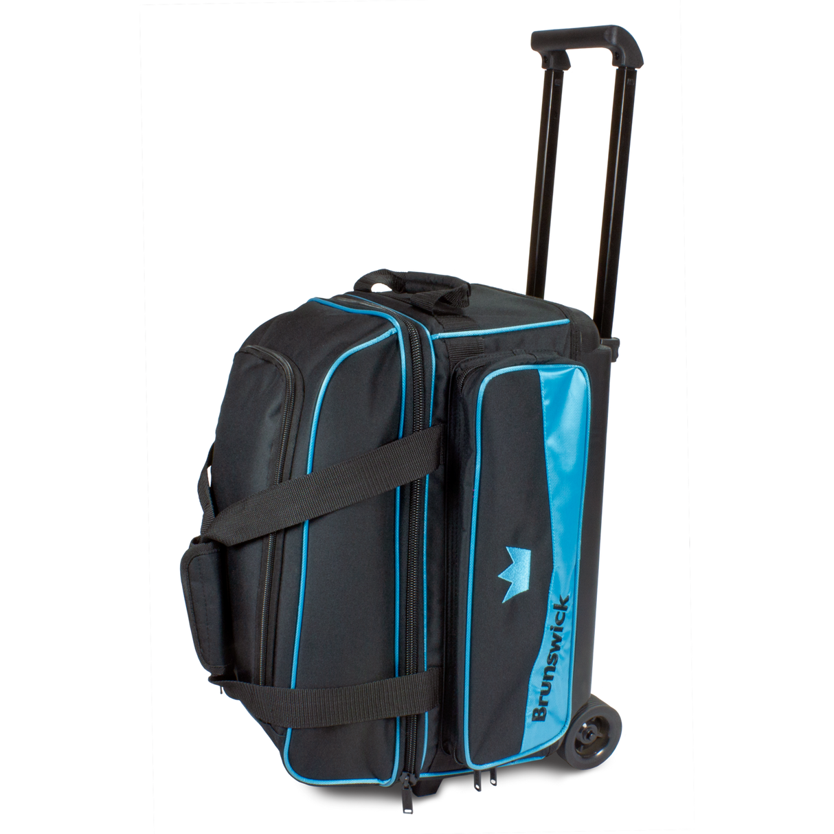 brunswick zone double roller tournament league play rolling travel bag suitcase sky blue