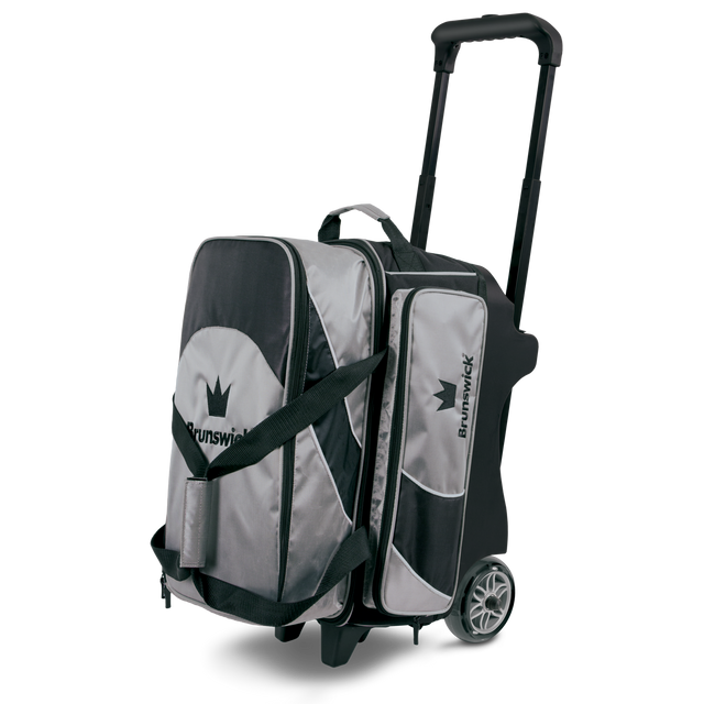 brunswick 2 ball roller charger bowling bag travel suitcase league tournament play sale discount coupon online pba tour edge silver