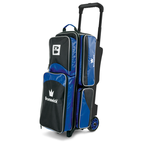 Brunswick Edge 3 Ball Triple Roller Blue Bowling Bag travel suitcase league tournament play sale discount coupon online pba tour