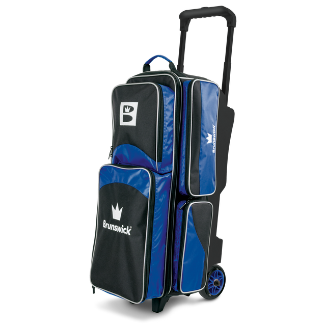 Brunswick Edge 3 Ball Triple Roller Blue Bowling Bag travel suitcase league tournament play sale discount coupon online pba tour