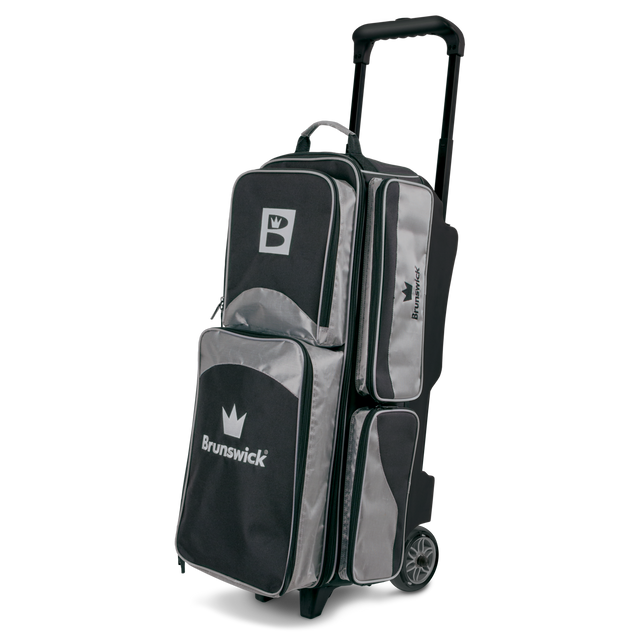 Brunswick Edge 3 Ball Triple Roller silver Bowling Bag travel suitcase league tournament play sale discount coupon online pba tour