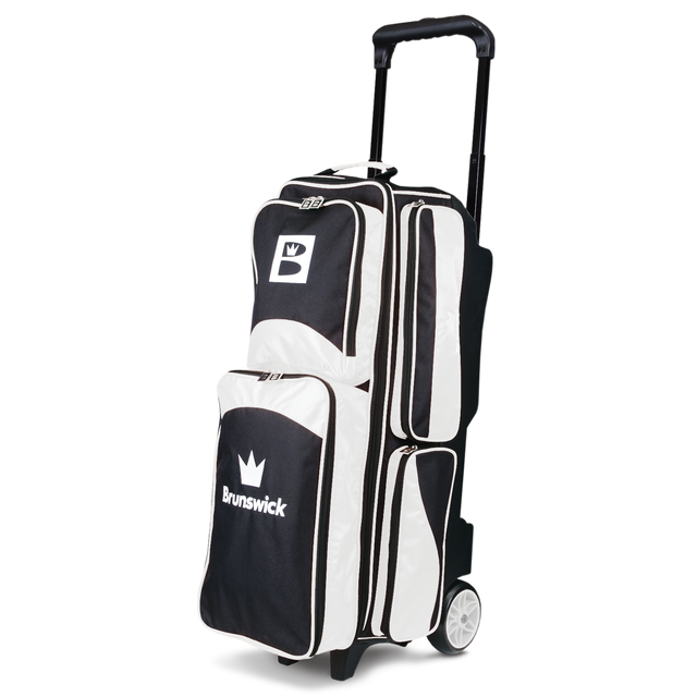 Brunswick Edge 3 Ball Triple Roller White Bowling Bag travel suitcase league tournament play sale discount coupon online pba tour