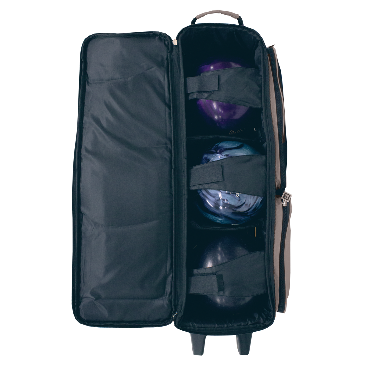 Brunswick Edge 3 Ball Triple Roller Black Bowling Bag Inside Bowling